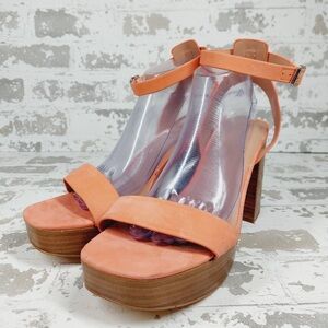 NWOT Nordstrom Anita Peach 🍑 Leather Platform‎ Ankle Buckle Sandals size 9